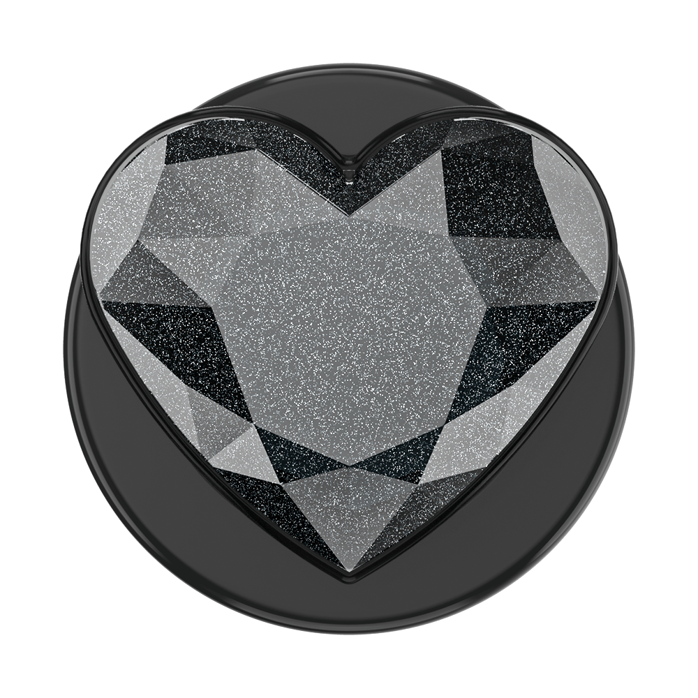 Crystal Heart Black Glitter —  MagSafe PopGrip - US 24053