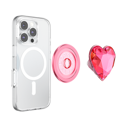 Crystal Heart Neon Pink —  MagSafe PopGrip - US 07912