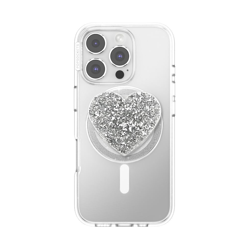 Confetti Heart Silver Sizzle — MagSafe PopGrip - US 48743