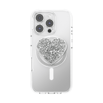 Confetti Heart Silver Sizzle — MagSafe PopGrip - US 48743