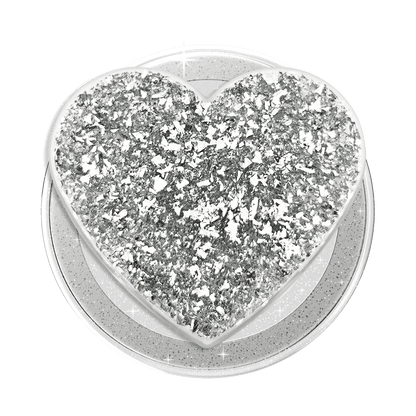 Confetti Heart Silver Sizzle — MagSafe PopGrip - US 55053