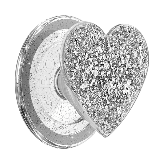Confetti Heart Silver Sizzle — MagSafe PopGrip - US 48743