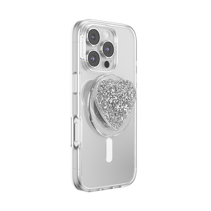 Confetti Heart Silver Sizzle — MagSafe PopGrip - US 48743