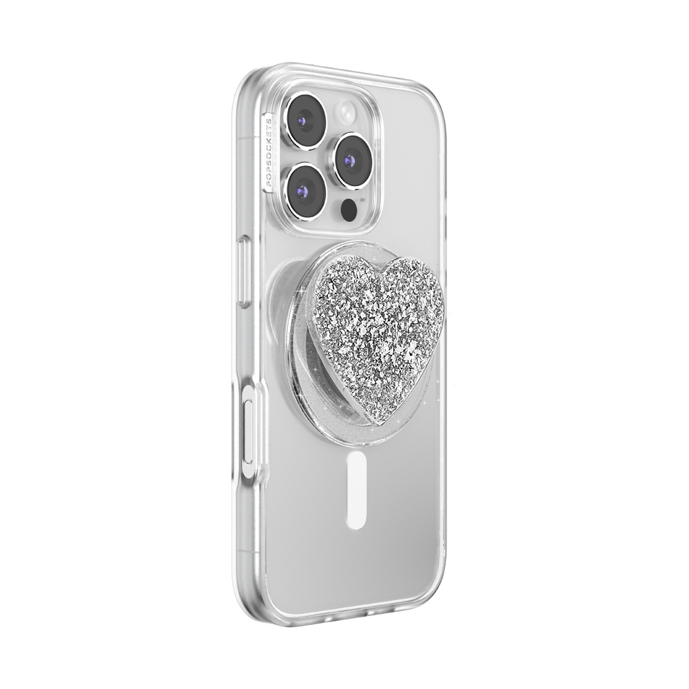 Confetti Heart Silver Sizzle — MagSafe PopGrip - US 69134