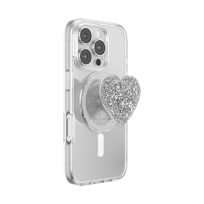 Confetti Heart Silver Sizzle — MagSafe PopGrip - US 55053